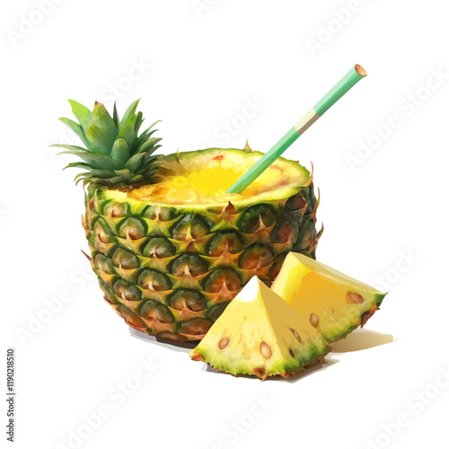 Pineapple and coconut  vector illustration (3)