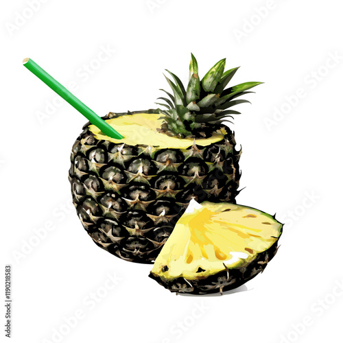 Pineapple and coconut  vector illustration (5)
