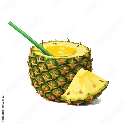 Pineapple and coconut  vector illustration (4)