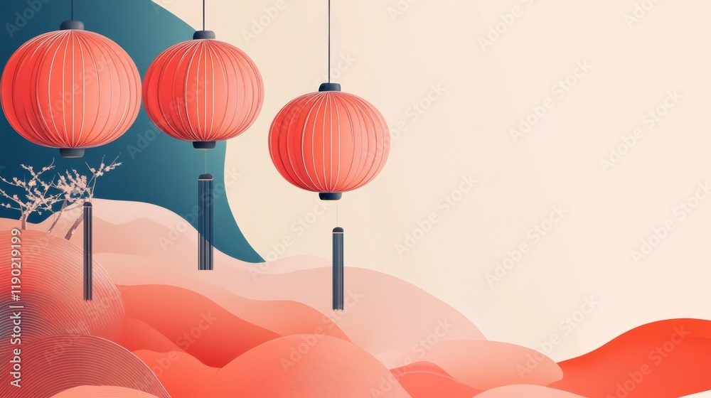 Obraz premium modern lunar new year concept, vector illustration