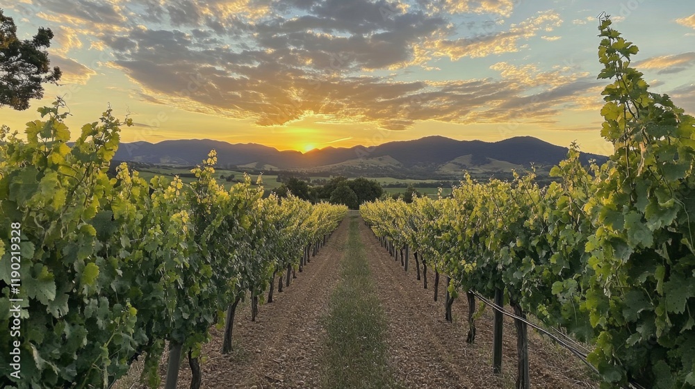 Naklejka premium Stunning Vineyard Sunset View