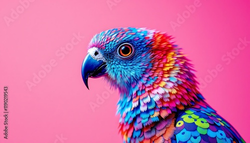 Vibrant Rainbow Parrot, A Colorful Close-up Portrait photo