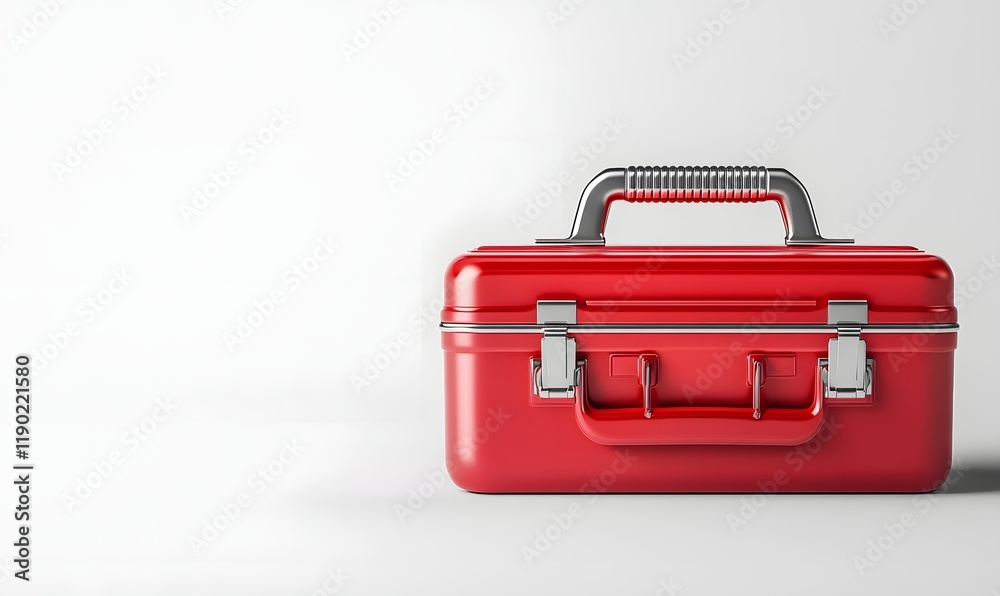 Red metal toolbox on white background. Red metal toolbox on white background.
