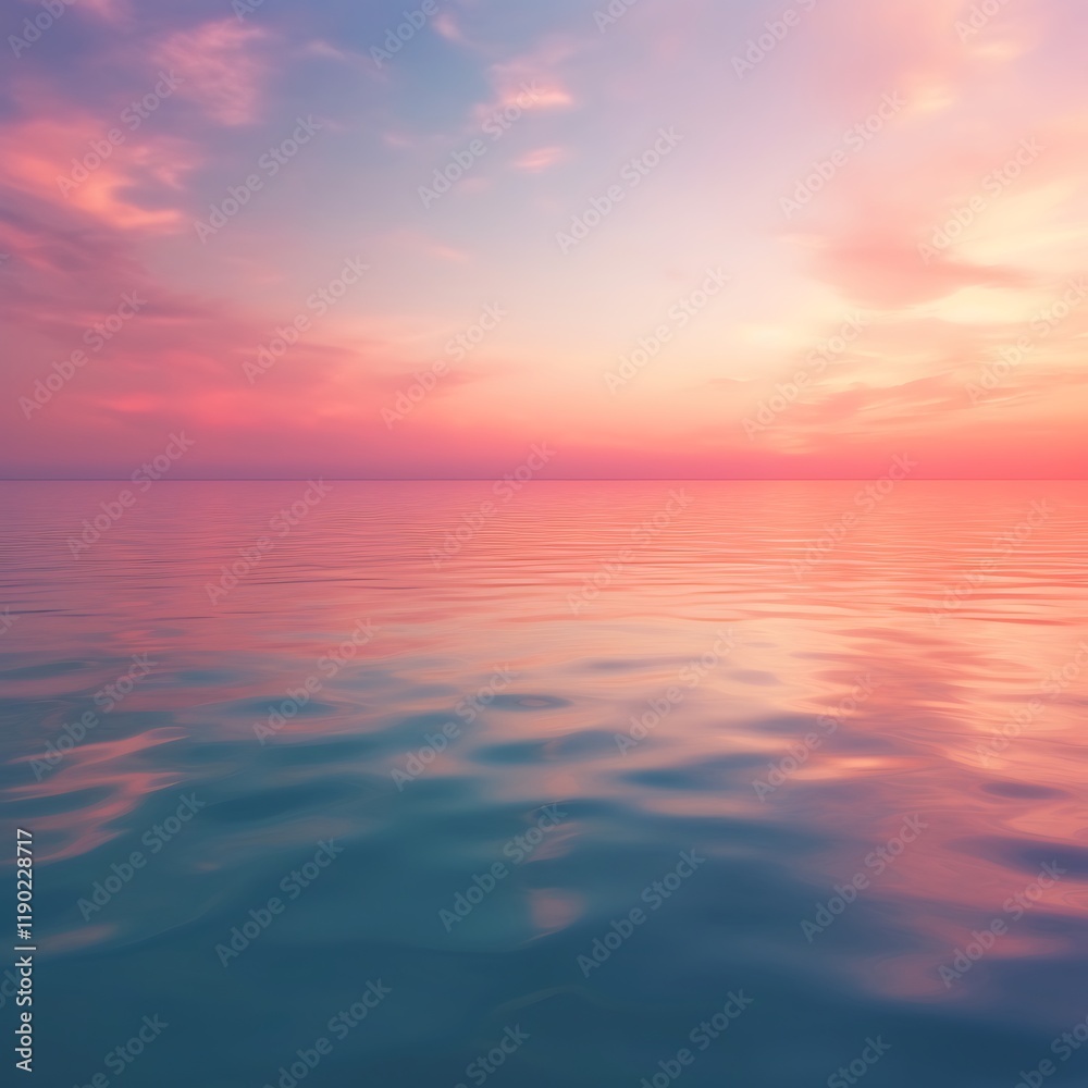Fototapeta premium Serene Sunset Sky Reflected On Calm Ocean Water