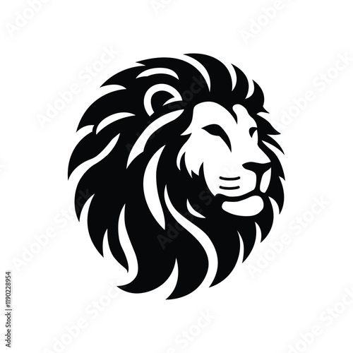 Majestic lion head silhouette in black vector for emblem or tattoo design