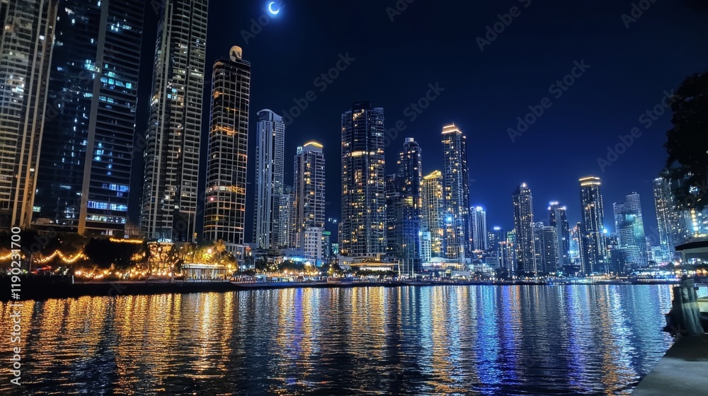 Obraz premium Magnificent City Skyline at Night