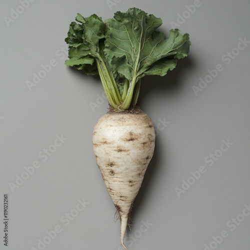 Fresh Sugar Beet on Clean Background with Leafy Greens