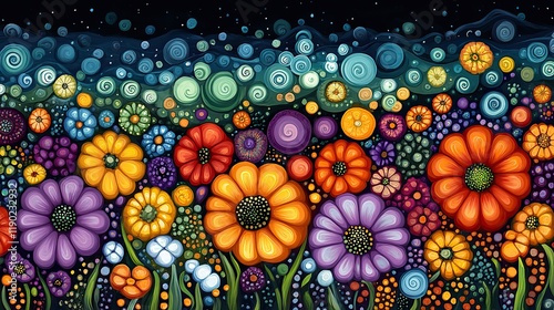 A vibrant cartoon pumpkin pattern in bright colors like purple and green, perfect for capturing the spirit of Halloween