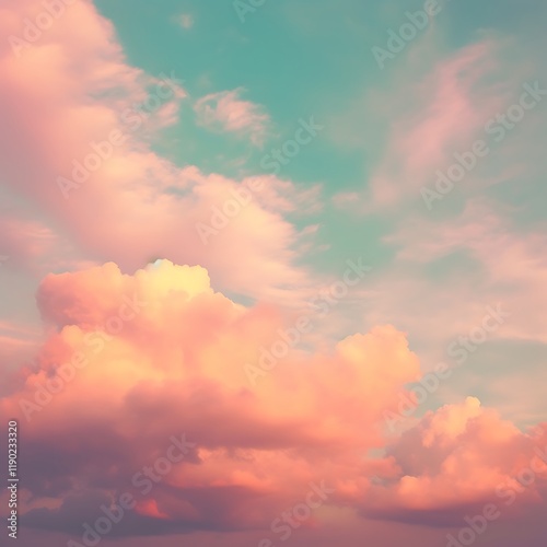Pink and Teal Sunset Cloudscape Sky