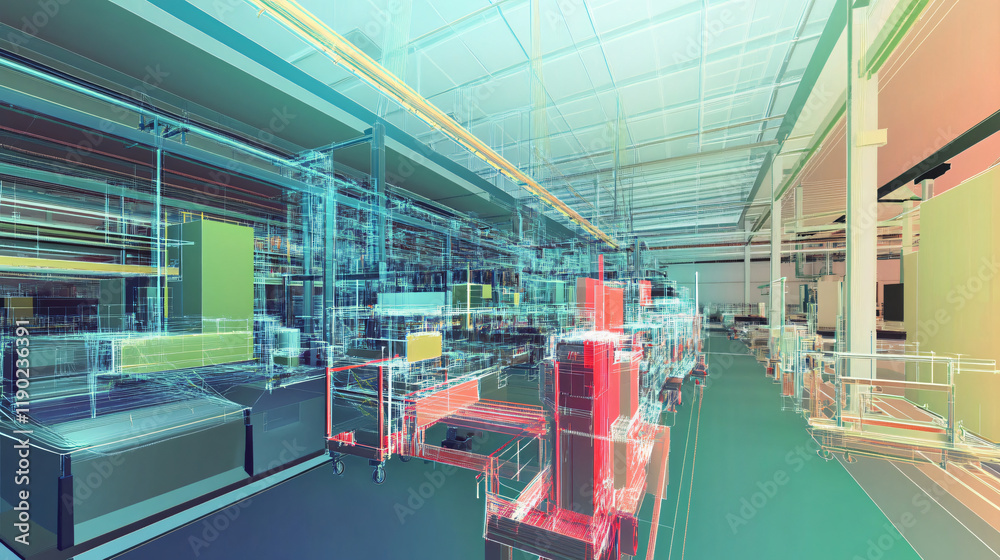 An AI-powered simulation showing industrial processes running at peak efficiency. An AI-powered simulation showing industrial processes running at peak efficiency.
