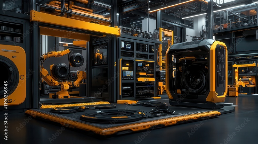 Fototapeta premium AR-driven software development showcasing floating codes and 3D visual diagrams,