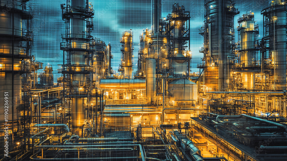 An AI-powered simulation showing industrial processes running at peak efficiency. An AI-powered simulation showing industrial processes running at peak efficiency.