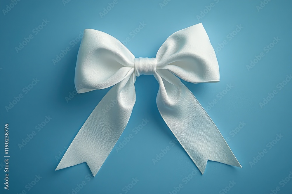Naklejka premium White bow on blue background