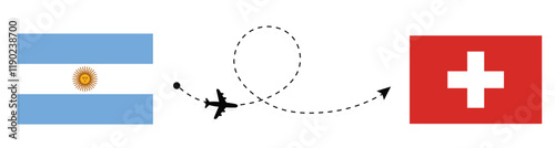 Argentina to Switzerland flight travel by air concept 