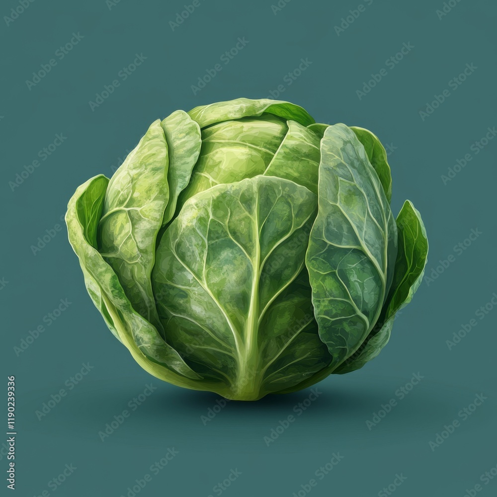 Fototapeta premium Fresh Green Cabbage Isolated on Solid Background