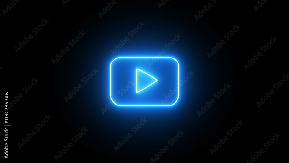Neon audio and video player stop start button icon. Neon sound pause or play arrow button sign. 3d rendering. Neon audio and video player stop start button icon. Neon sound pause or play arrow button sign. 3d rendering.
