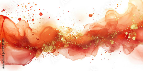 Orange, Red, and Gold Alcohol Ink Splatter Background for Abstract Art and Design
