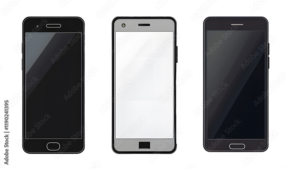 Realistic templates of modern smartphone on white background