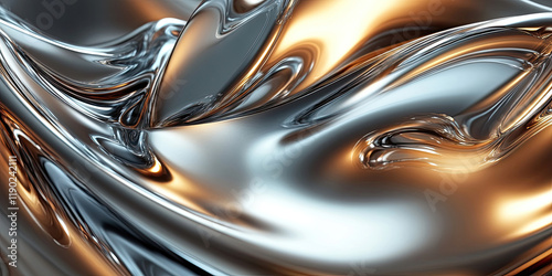 Abstract Metallic Flow Background with Smooth Shapes photo