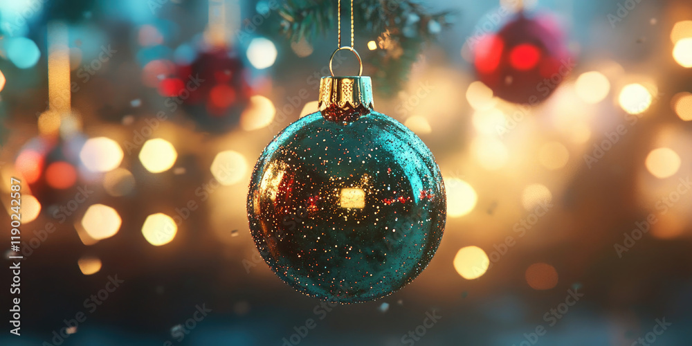 Fototapeta premium Christmas Bauble with Bokeh Lights for Holiday Decorations