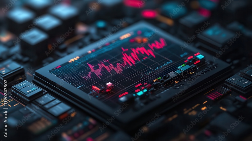 Conceptual image of financial market trends with glowing stock market charts and floating analytics, Conceptual image of financial market trends with glowing stock market charts and floating analytics,