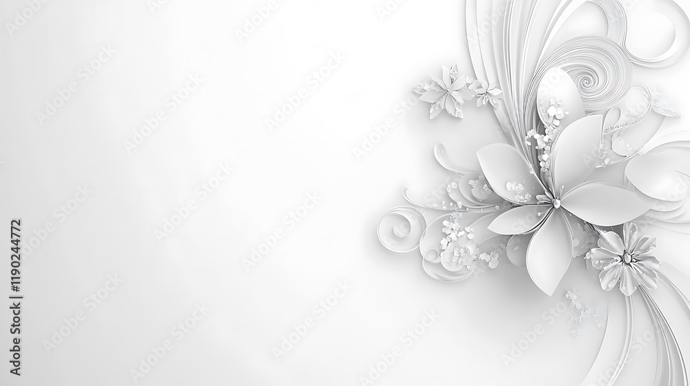 Elegant White Paper Flower Design Composition Elegant White Paper Flower Design Composition