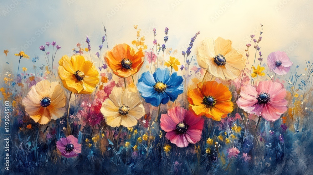 Obraz premium Vibrant Wildflower Meadow: A Colorful Floral Masterpiece