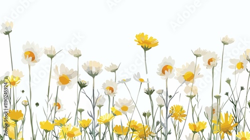 Captivating Canvas of Camomiles in Pastel Hues soft calm white floral nature spring summer garden   