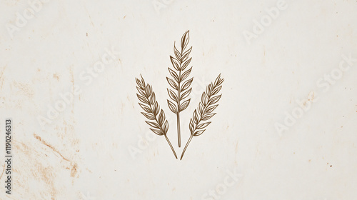 An artistic wheat-themed logo design with clean lines and natural, earthy tones. photo