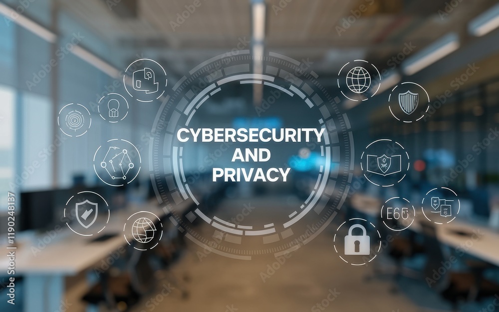 Fototapeta premium Cybersecurity and Privacy Data Protection in Modern Office