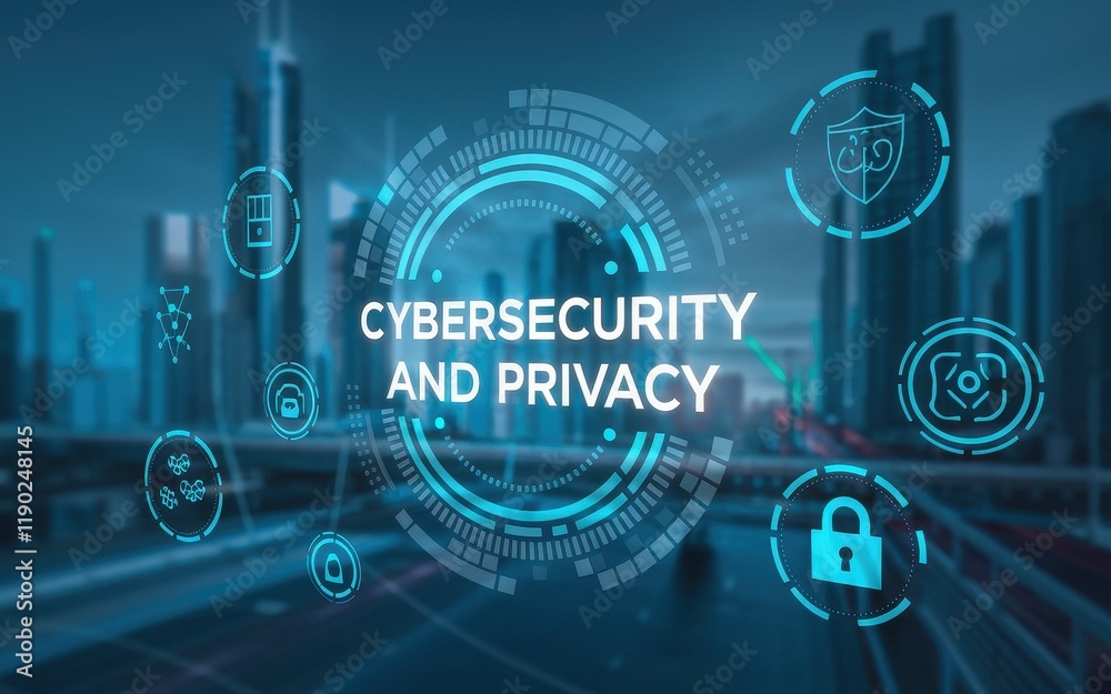 Obraz premium Cybersecurity and Privacy Digital Network Protection System