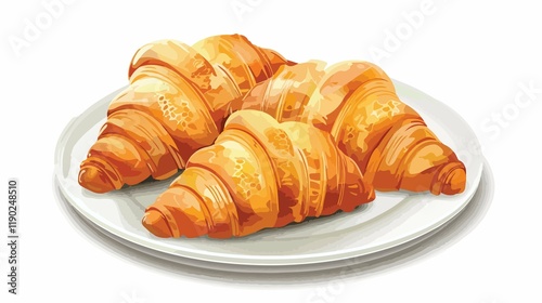 A Continental Breakfast with Croissants, Shot from Above food meal cafe table yummy fresh hotel     