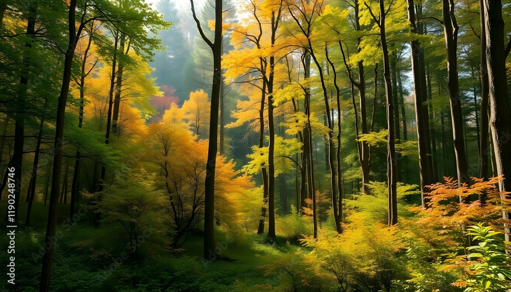 Obraz premium Autumn Serenity in a Lush Forest