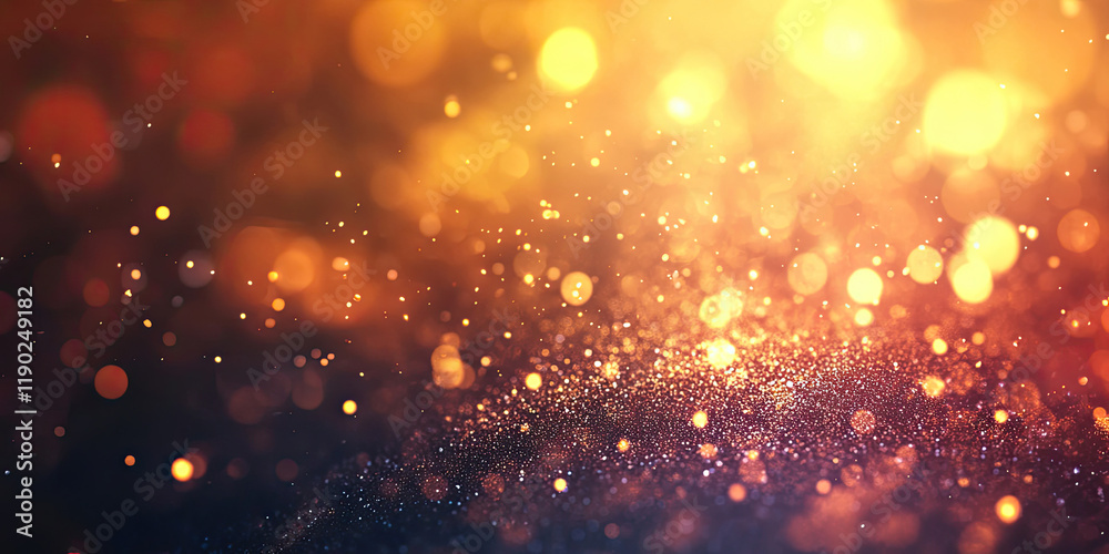 Fototapeta premium A dark background illuminated by a cloud of shimmering golden particles