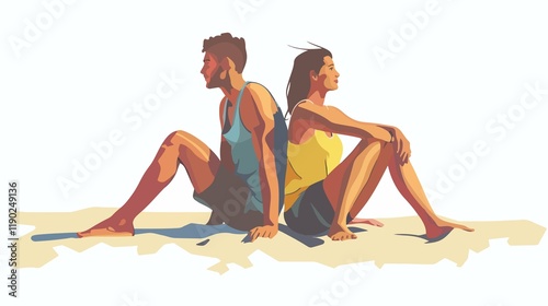 mand and women  on the beach