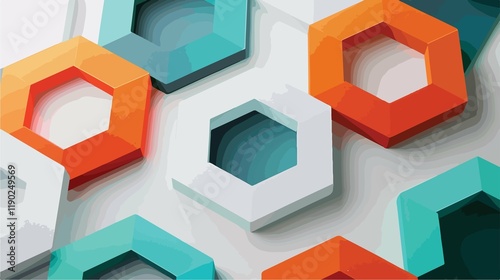 Geometric Corporate Business Card Design Template 3d Art Color Shape Modern Vector Hexagon Company  