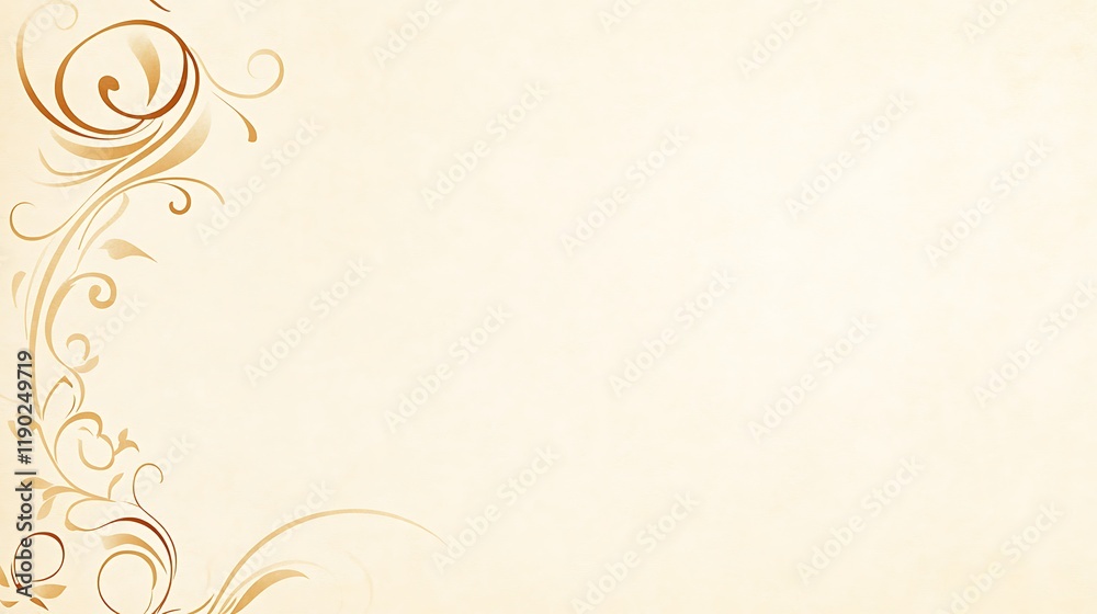Elegant Beige Background With Swirling Floral Design Elegant Beige Background With Swirling Floral Design