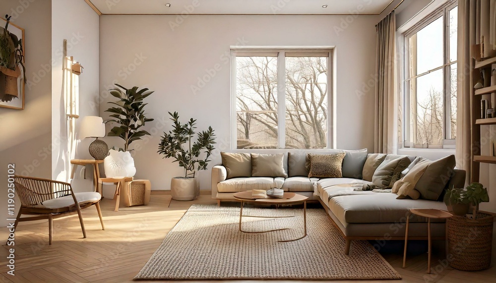 Fototapeta premium modern living room with fireplace