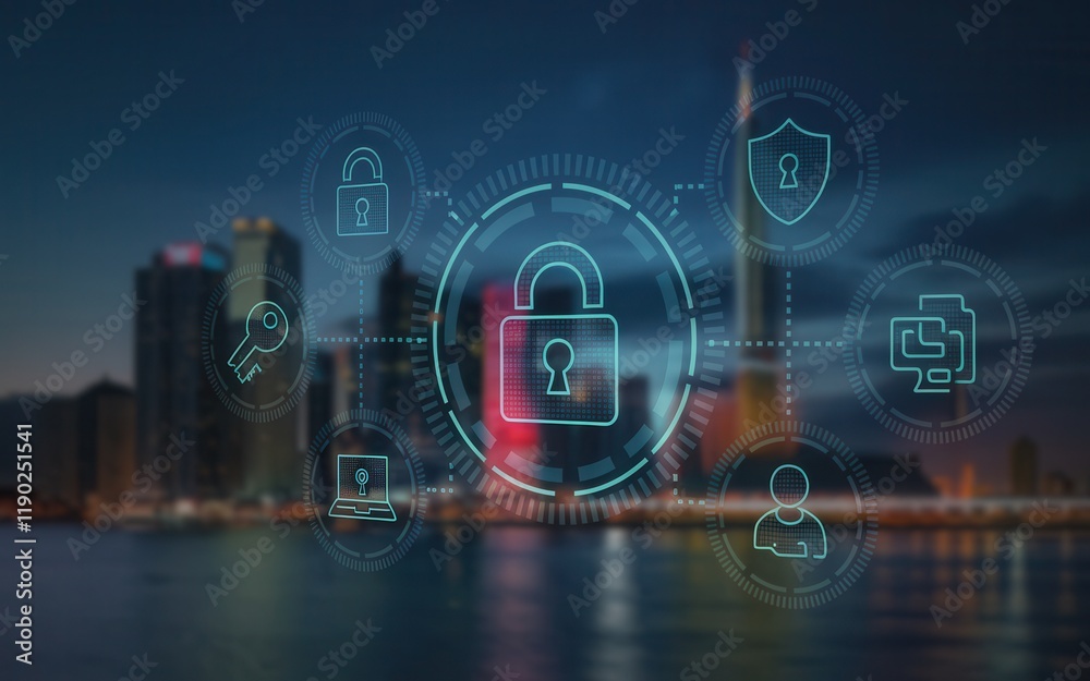 Obraz premium Network Security System Digital Privacy Protection