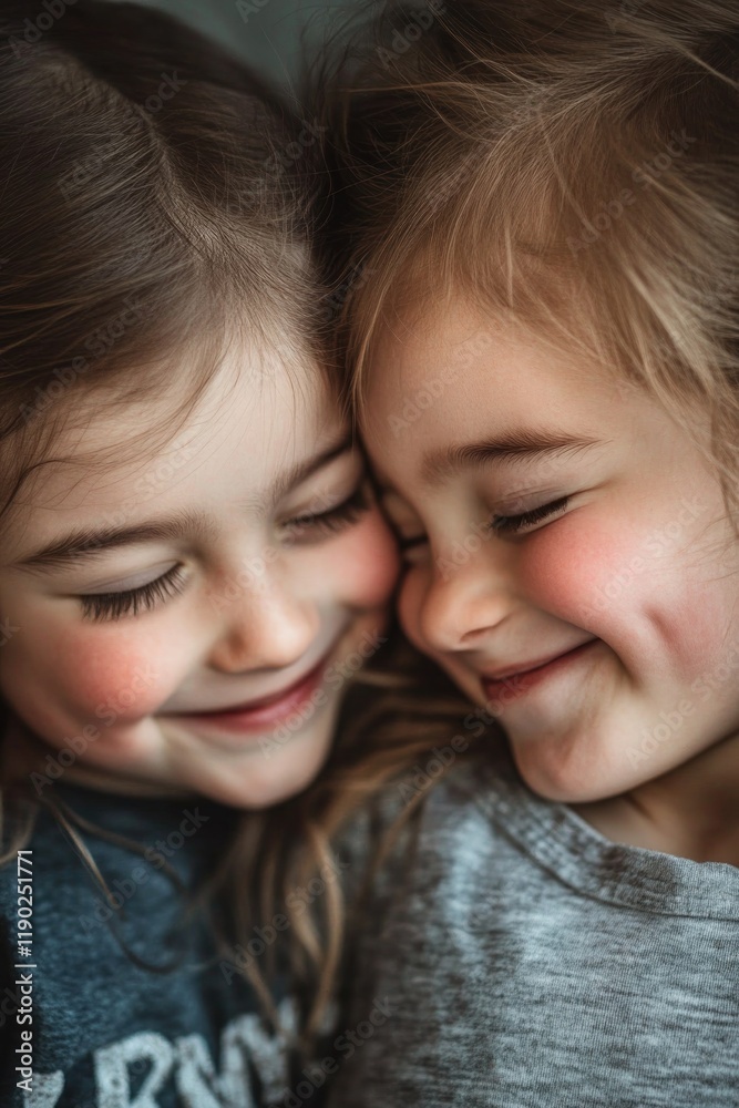 Two joyful girls share close moment, radiating warmth and happin Two joyful girls share close moment, radiating warmth and happin