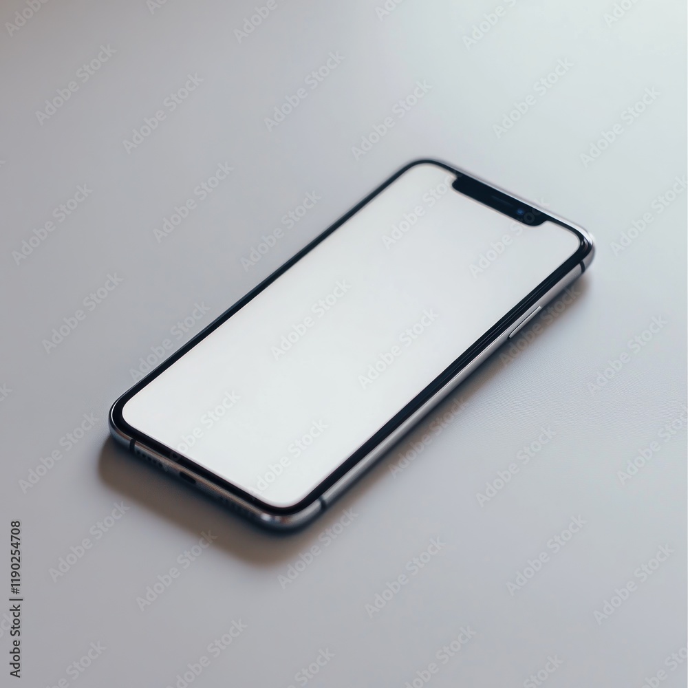 Modern smartphone with blank screen on a table. Modern smartphone with blank screen on a table.