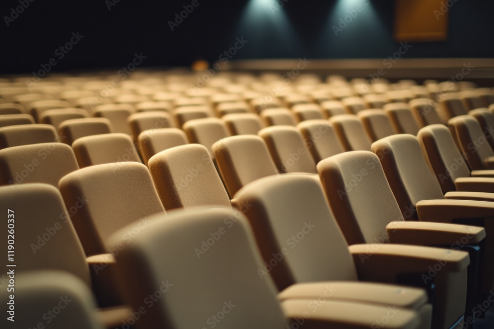 Fototapeta premium Rows of empty seats create sense of anticipation for an upcoming