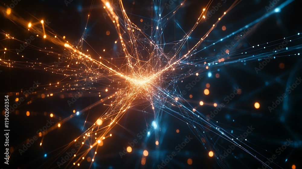 Naklejka premium Abstract glowing network lines and particles.