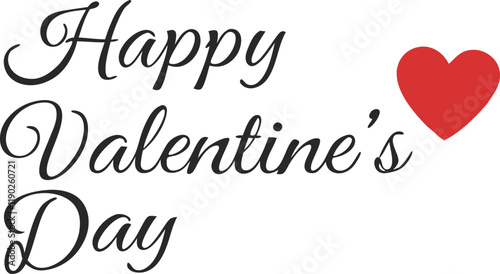 Romantic valentine's typography with red heart graphic