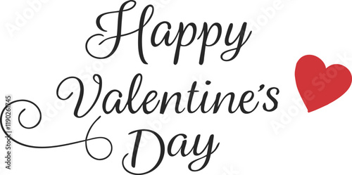 Romantic valentine's typography with red heart graphic