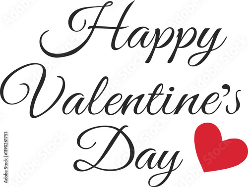 Romantic valentine's typography with red heart graphic