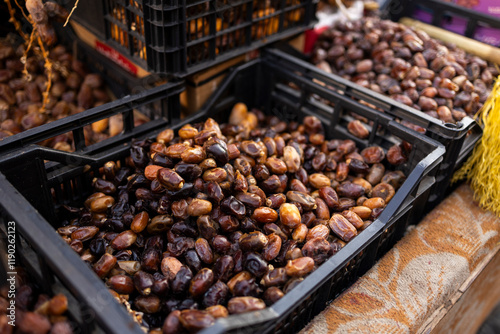 baskets of dates in moroccan market