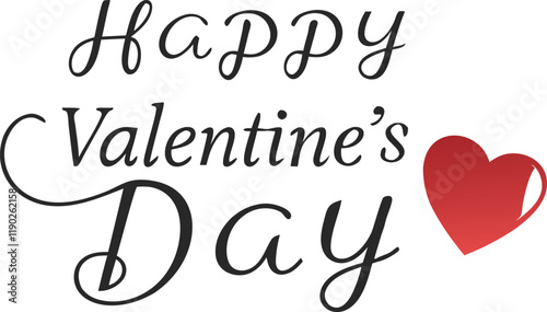 Romantic valentine's typography with red heart graphic