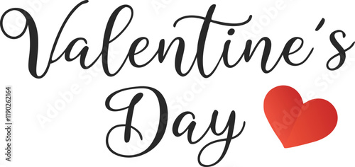Romantic valentine's typography with red heart graphic