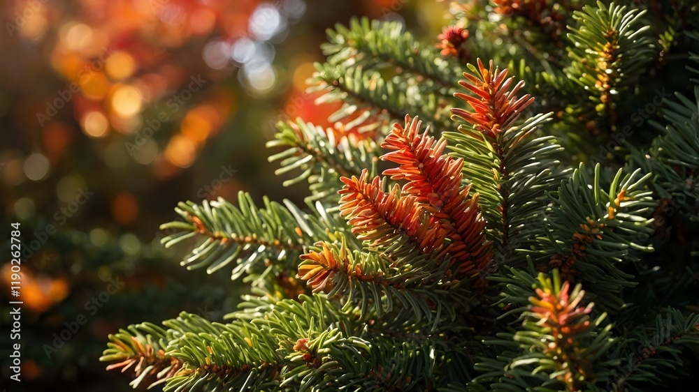 Autumn Glow: Fraser Fir in a Forest of Vibrant Fall Leaves Autumn Glow: Fraser Fir in a Forest of Vibrant Fall Leaves